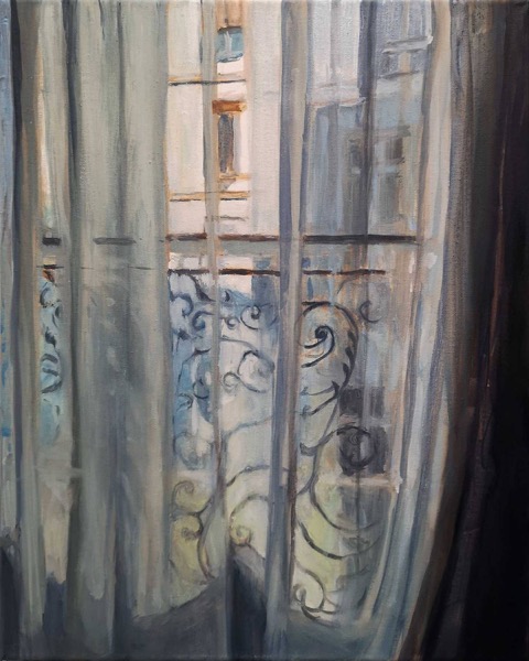 Confinement, huile sur toile, par Catherine Desvé