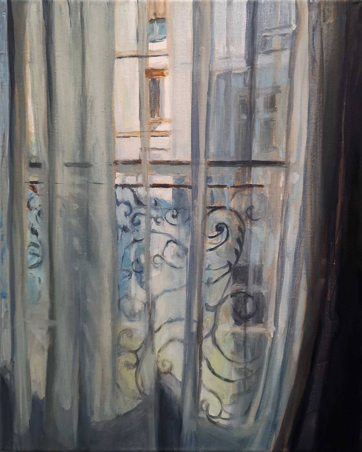 Confinement, huile sur toile, par Catherine Desvé