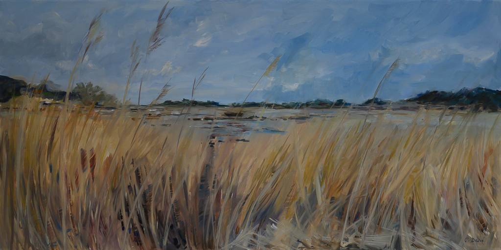 Les herbes hautes II, huile sur toile, par Catherine Desvé