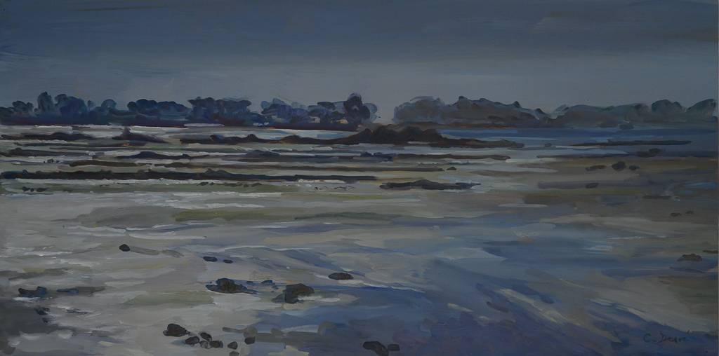 Scintillement du soir, huile sur bois, par Catherine Desvé